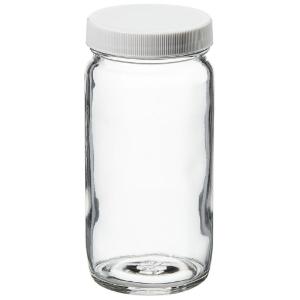 Wide-mouth tall-profile clear glass jars with closure