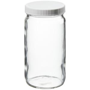 Wide-mouth tall-profile clear glass jars with closure