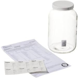 Wide-mouth tall-profile clear glass jars with closure