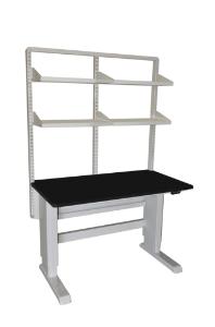 VWR® C-Leg Bench Frame with Top, Double Bay Uprights and 4 Shelves