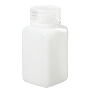 Square wide-mouth HDPE bottle with closure