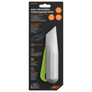 Slice® auto-retractable metal-handle squeeze knife