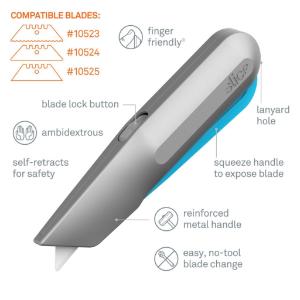 Slice® smart-retracting metal-handle squeeze knife