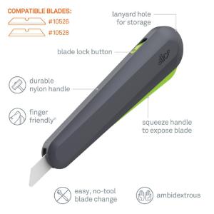 Slice® auto-retractable squeeze-trigger utility knife