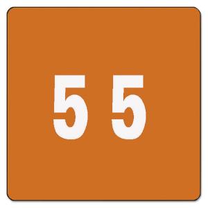 Label, digit 5, brown