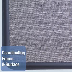 Quartet contour fabric bulletin board, 36 x×24, light blue, plastic navy blue frame