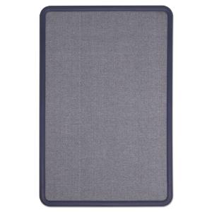 Quartet contour fabric bulletin board, 36 x×24, light blue, plastic navy blue frame