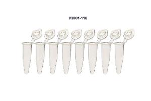 Tube strips for real time PCR with individually attached flat caps