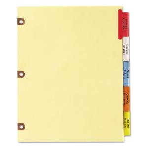 Avery worksaver big tab dividers, five multicolor tabs, letter, buff