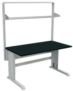 VWR® C-Leg Bench Frame with Top, Uprights, and Shelf