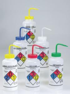 VWR® Wash Bottles, Right-to-Know, Safety-Vented, with GHS Labeling