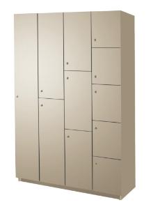 Thermal-Fused Laminate Lockers with Integrated Base, Wisconsin Bench