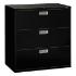 Three-drawer lateral file, black