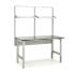 VWR 4-leg lab bench with phenolic top, double bay uprights, 2 shelves