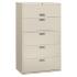 Hon 600 series five-drawer lateral file, light gray